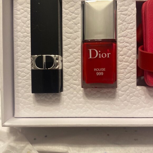 Dior - Three Pc. Travel Set | Luggage Tag, 999 Red Satin Lipstick & Polish - NIB - Picture 2 of 9